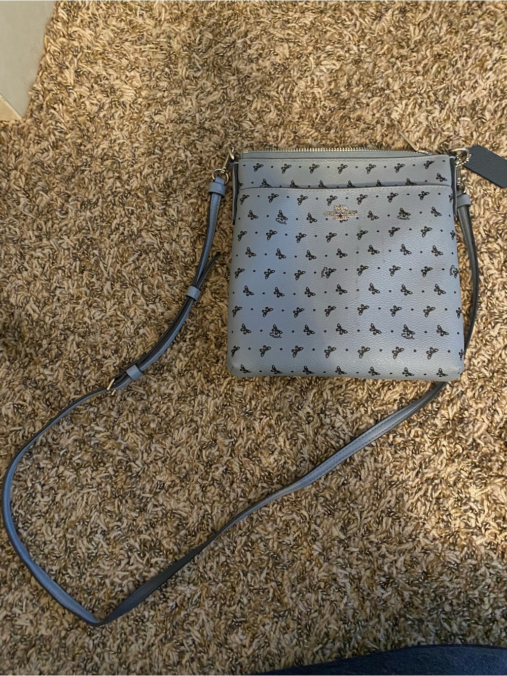 Coach Light Blue Signature Print Crossbody